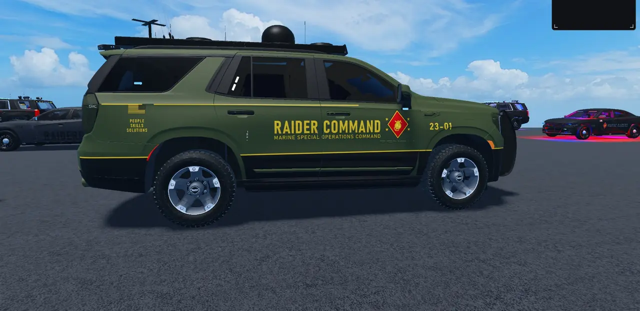 A military command vehicle at the base